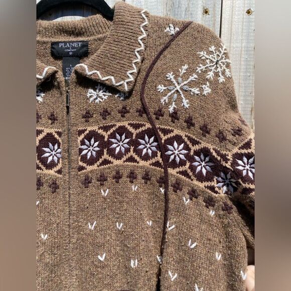 Vintage Fair Isle Winter Ski Cardigan Sweater:Snow Travel Novelty - Picture 3 of 9